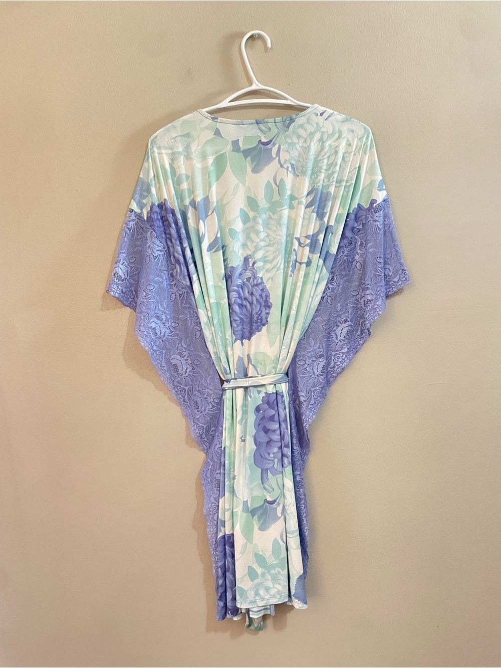 4/$20➡️ La Vie En Rose Lavender & Mint Floral Lace-Trim Kimono Robe – L/XL *Flaw - Picture 11 of 15
